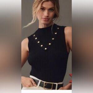 NWT Anthropologie Eva Franco stretch rib tank with gold flat studs size L